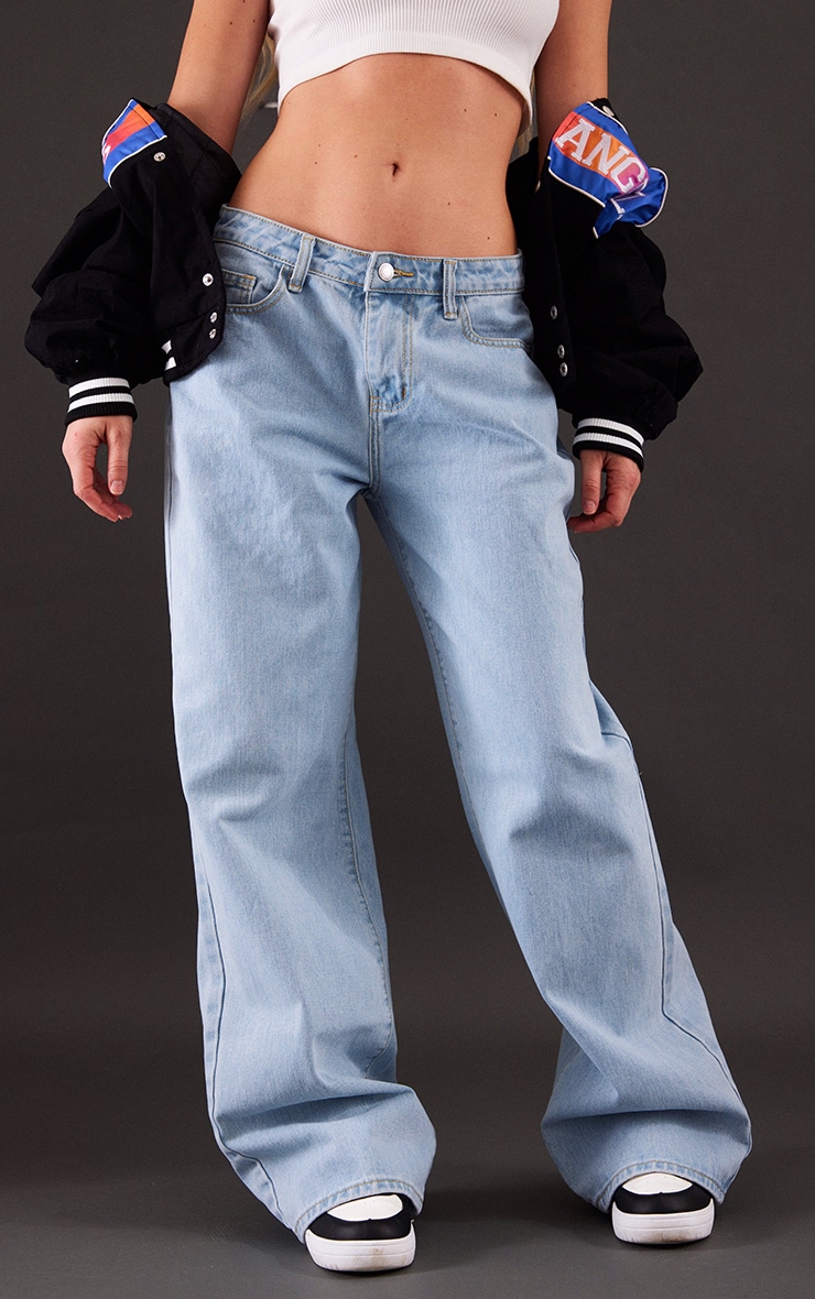 Light Blue Wash Low Rise Boyfriend Jeans | Denim