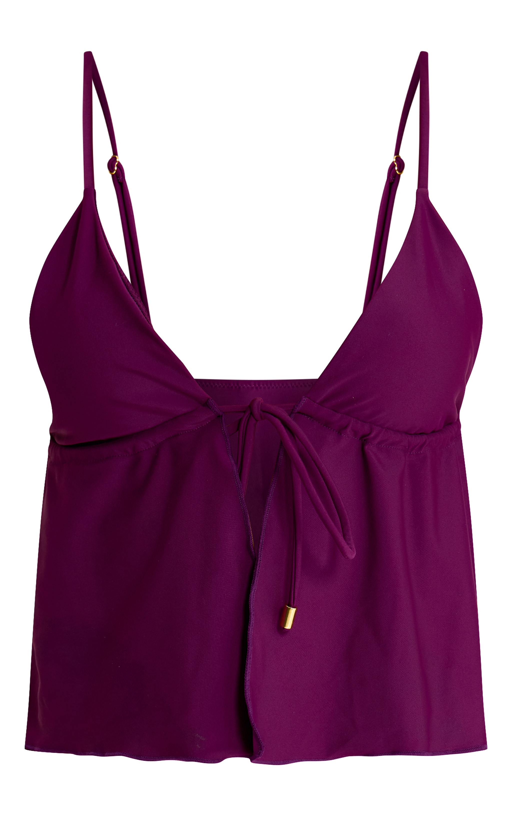 Plum Frill Tie Front Tankini Top image 5