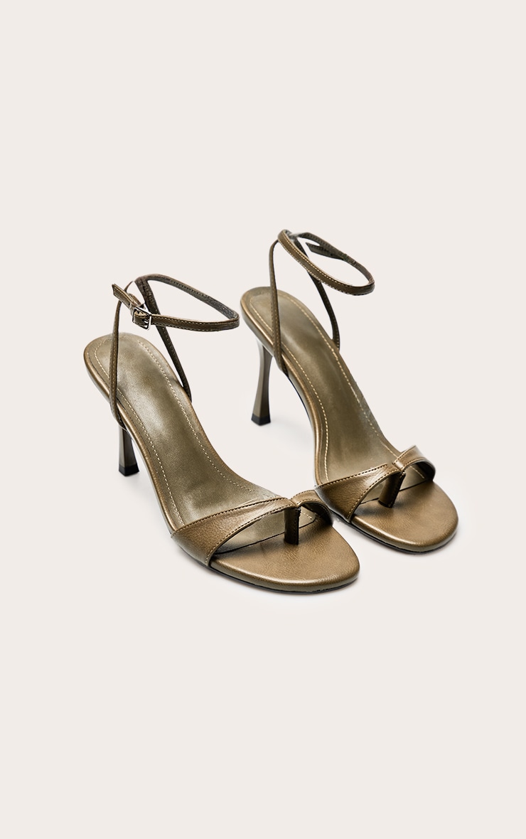 Olive PU Toe Post Heeled Sandal image 3