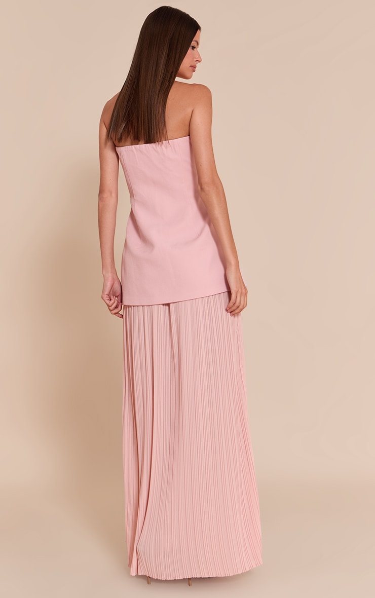 Blush Chiffon Pleated Skirt Panel Bandeau Maxi Dress image 2