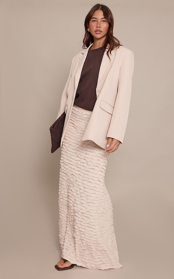 Cream Extreme Ruffle Floaty Maxi Skirt