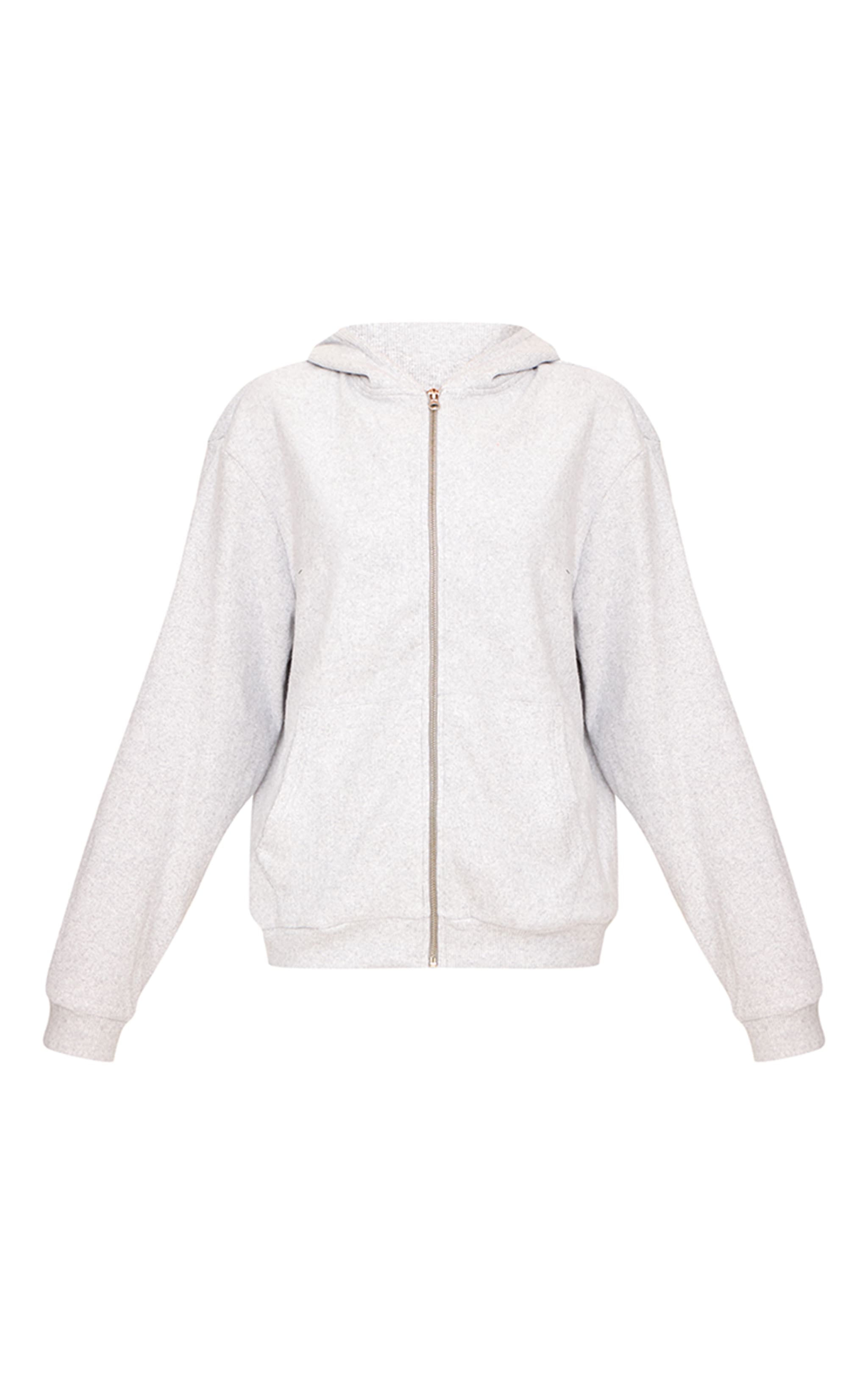 【SATIIIZ】Blanc brush knit hooded zip-up Full-zip hooded sweatshirt with knitted bands