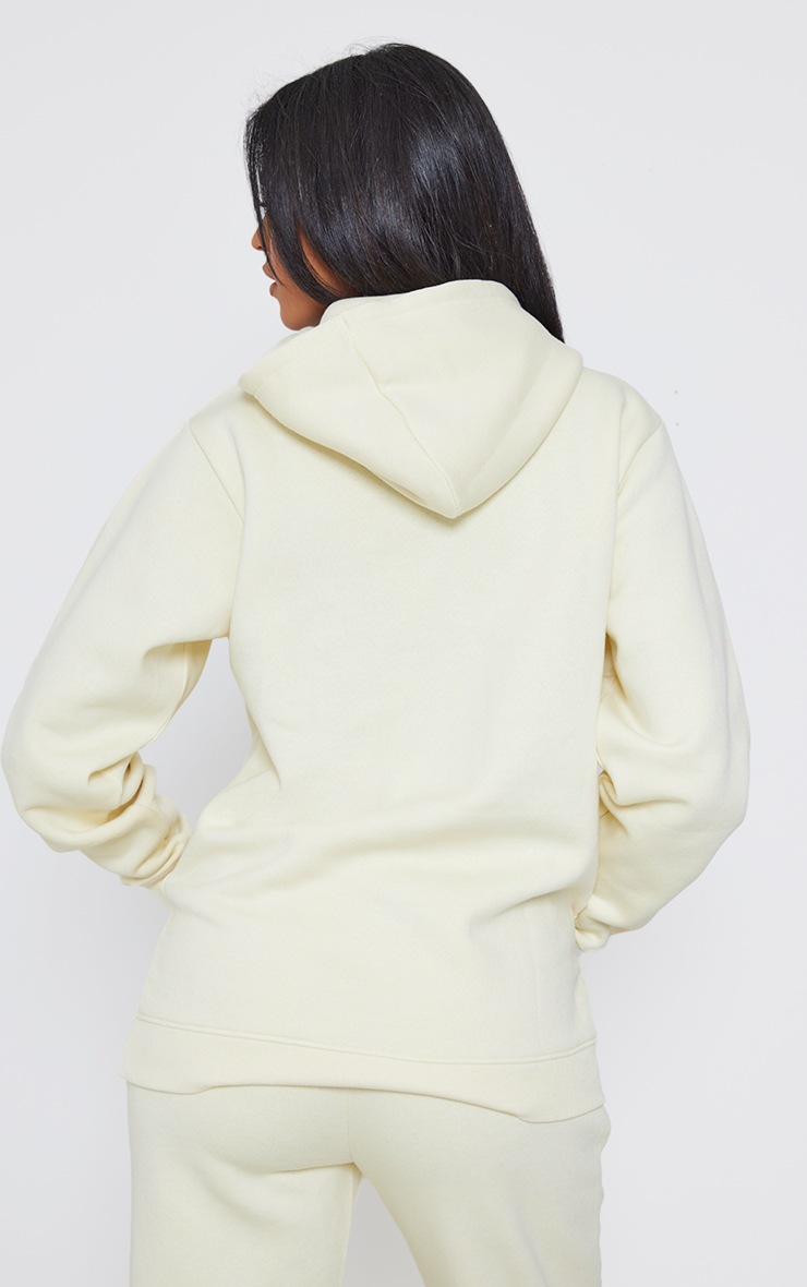 PRETTYLITTLETHING Tall Cream Logo Badge Detail Oversized Hoodie image 2