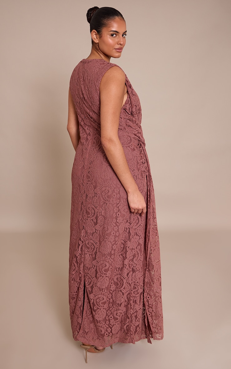 Plus Lace Detail Twist Front Maxi Dress image 2