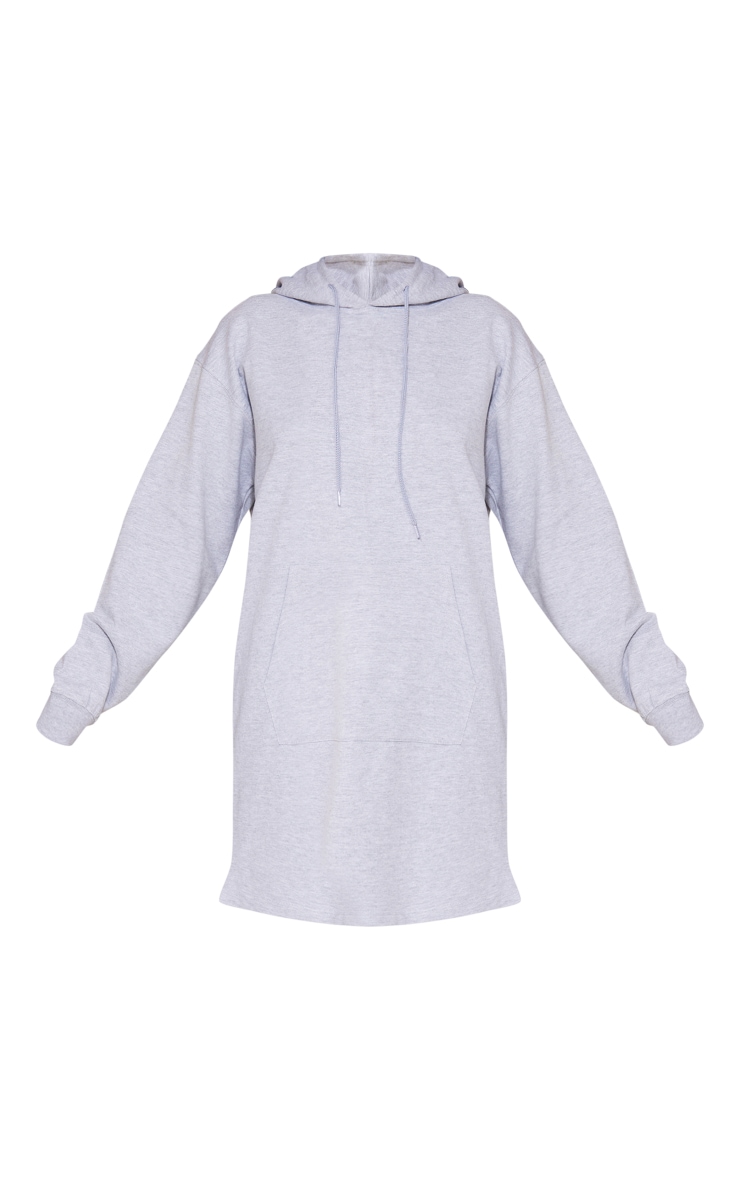 Grey Marl Hooded Pocket Detail Sweatshirt Dress image 5