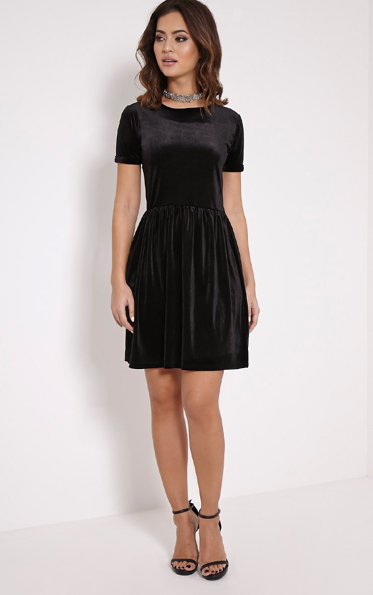 Rubie Black Velvet Skater Dress Dresses PrettyLittleThing