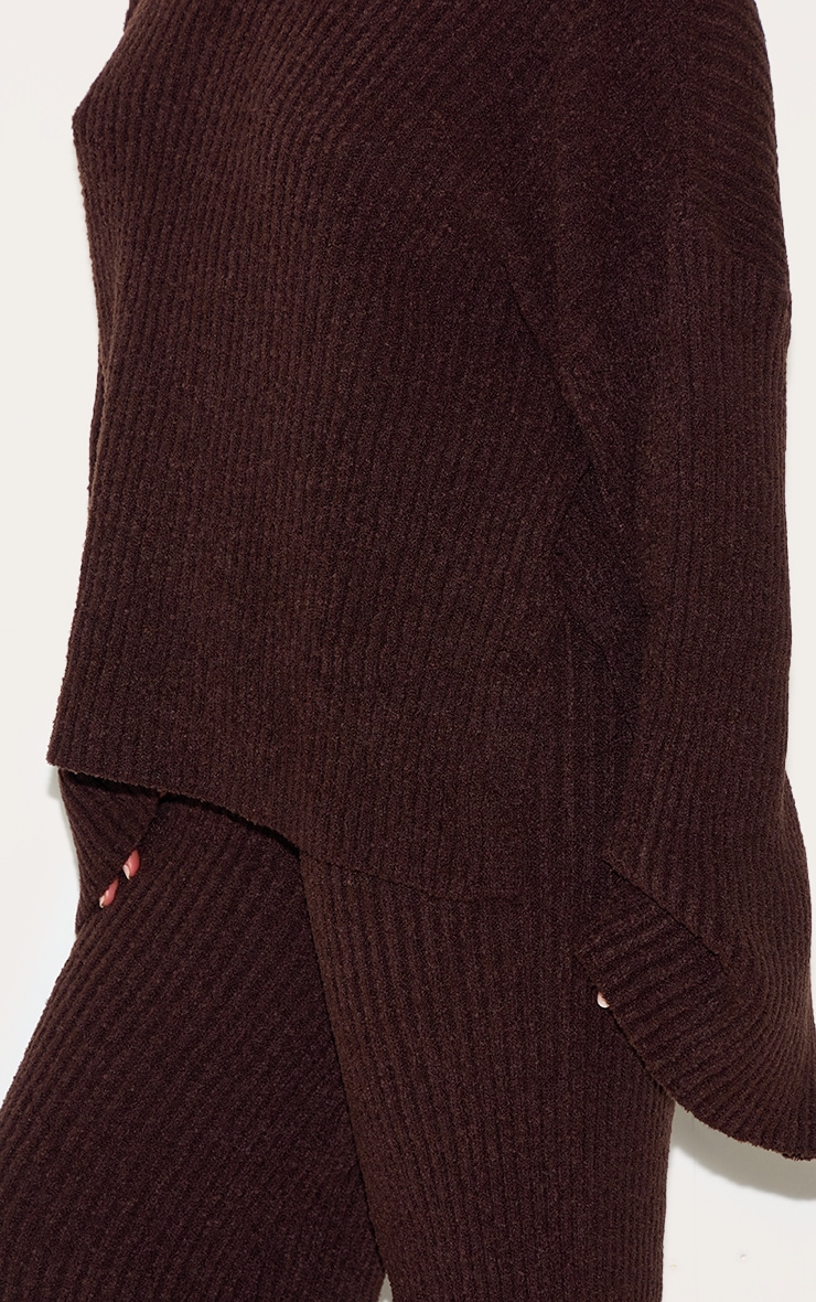 Plus Chocolate Rib Boucle Knit Wide Leg Pants image 4