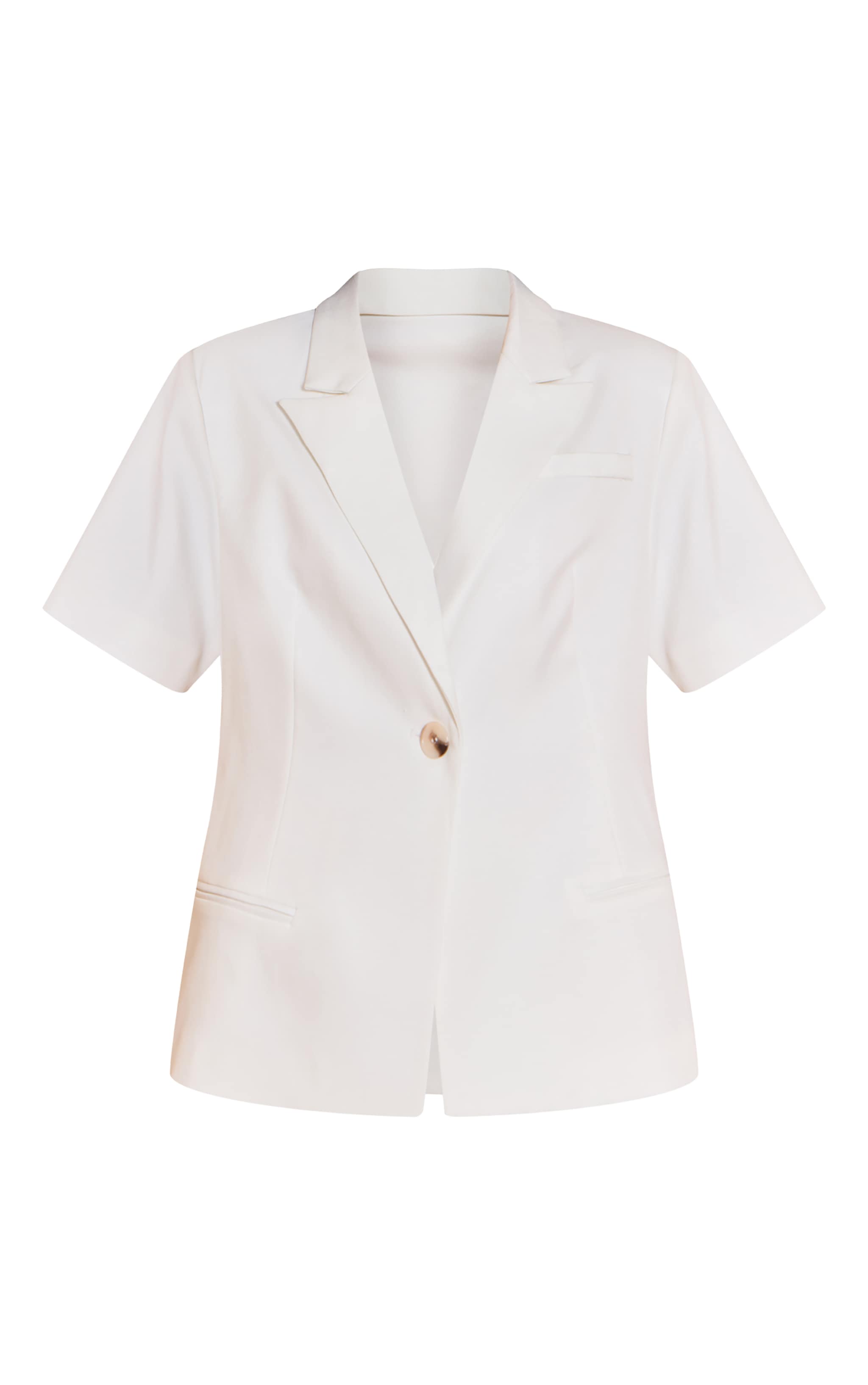 White Shortsleeve Boxy Single Breasted Blazer image 5
