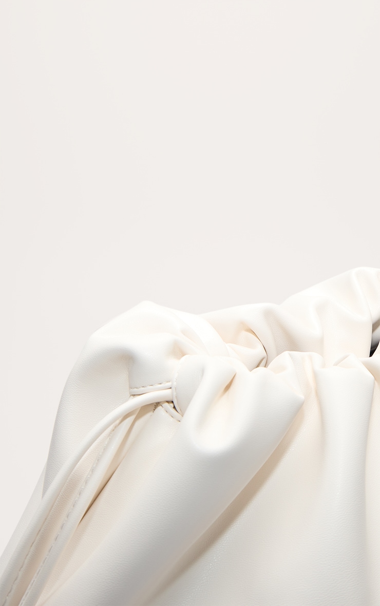Cream Pu Oversize Drawstring Clutch Bag image 5