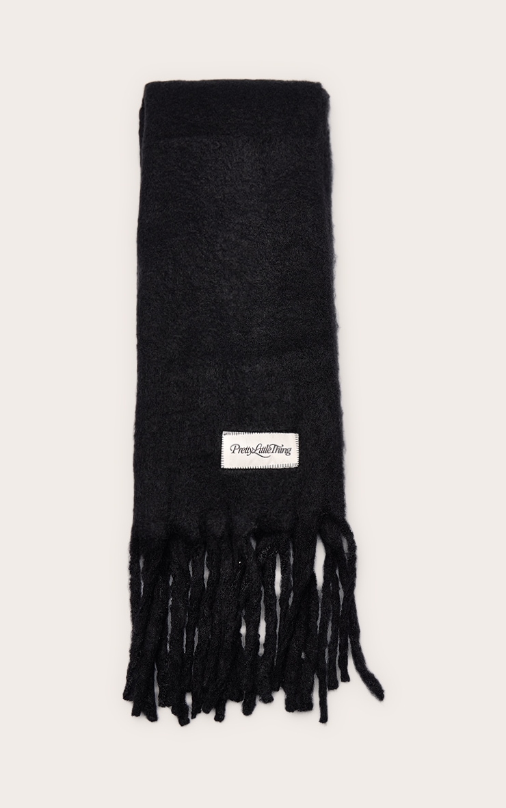 Black Logo Blanket Tassel Scarf image 2