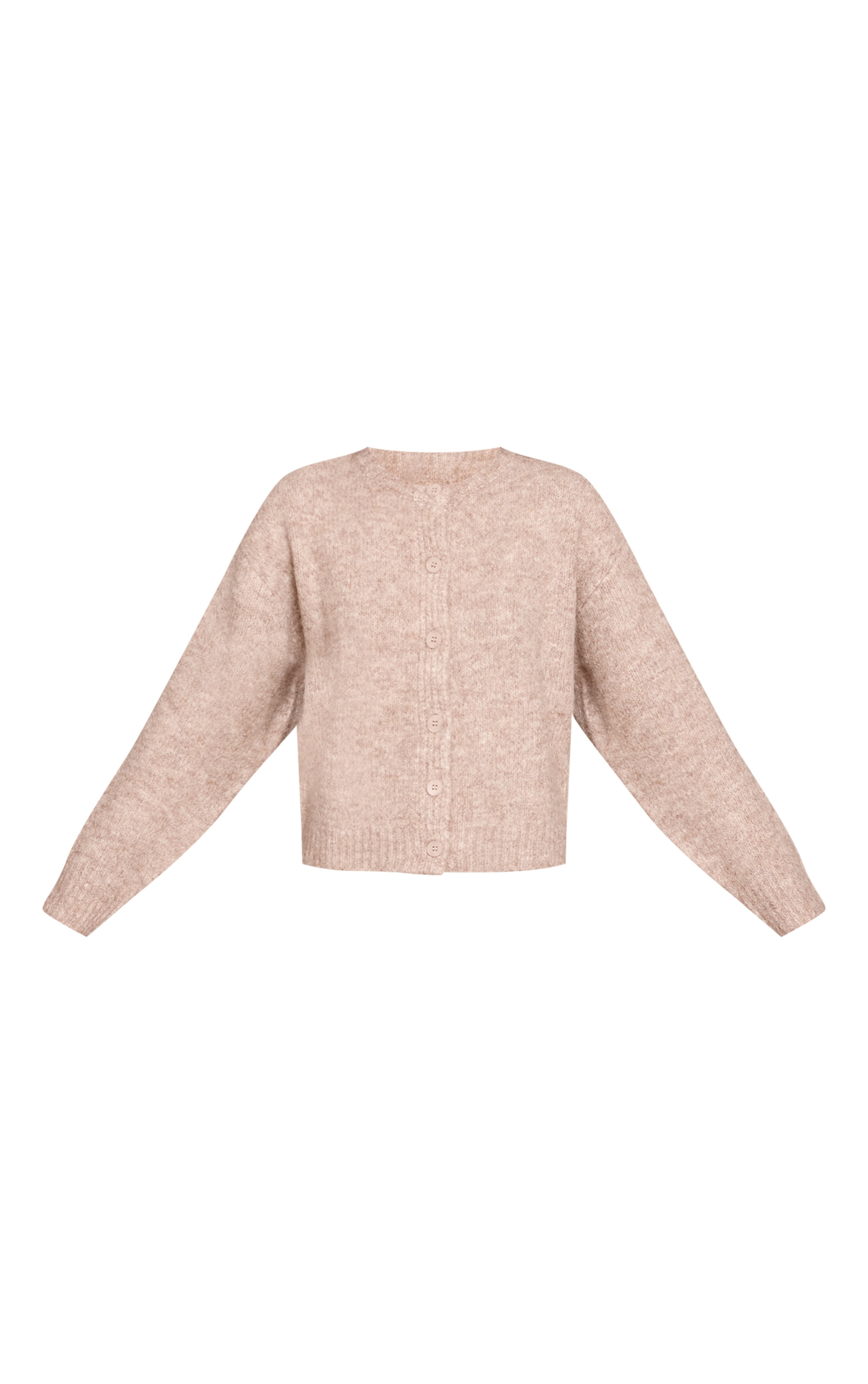 Cardigan oversize brossé avoine à col rond image 5