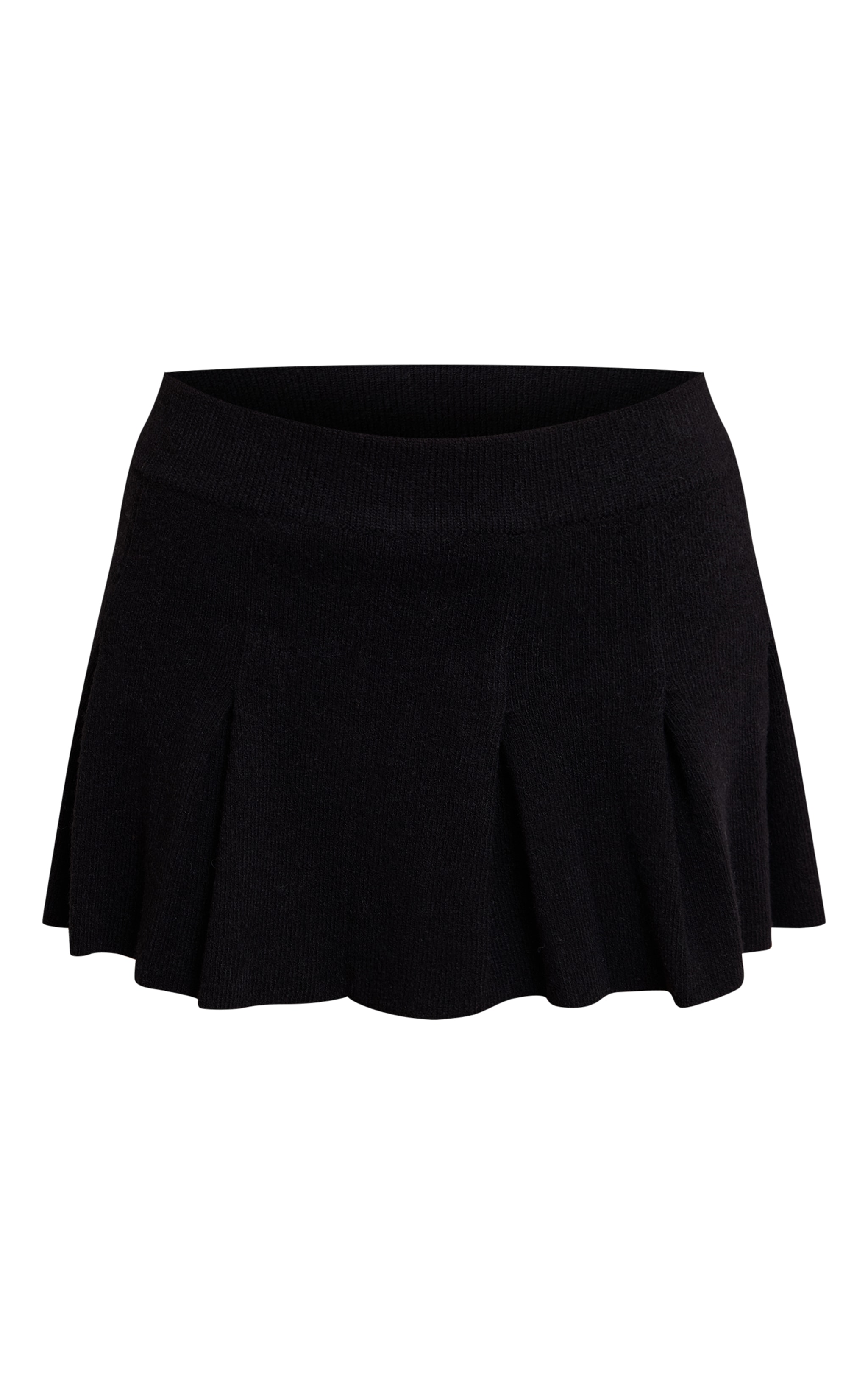 Black Soft Knitted Pleated Mini Skirt image 6