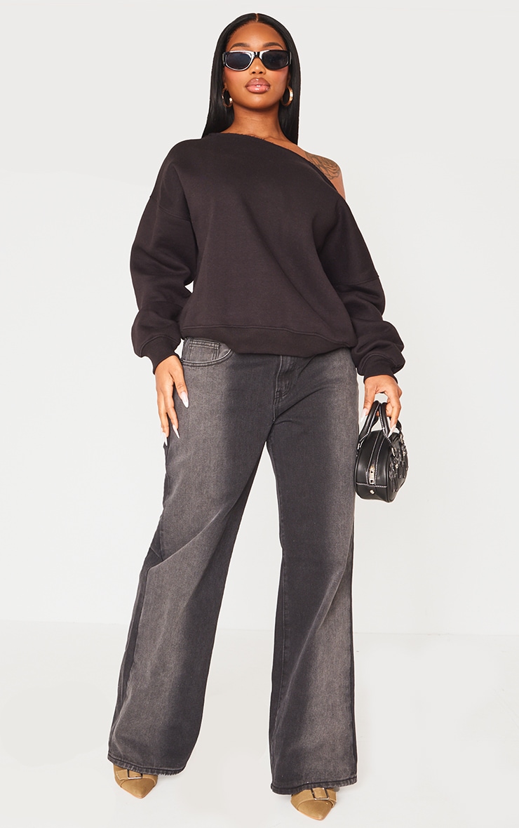 Shape Black Sweat Raw Edge Slouch Sweatshirt image 3