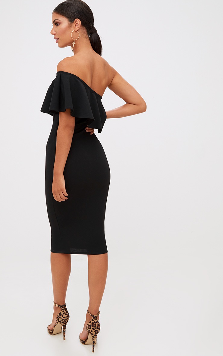 Black One Shoulder Midi Dress. Dresses | PrettyLittleThing