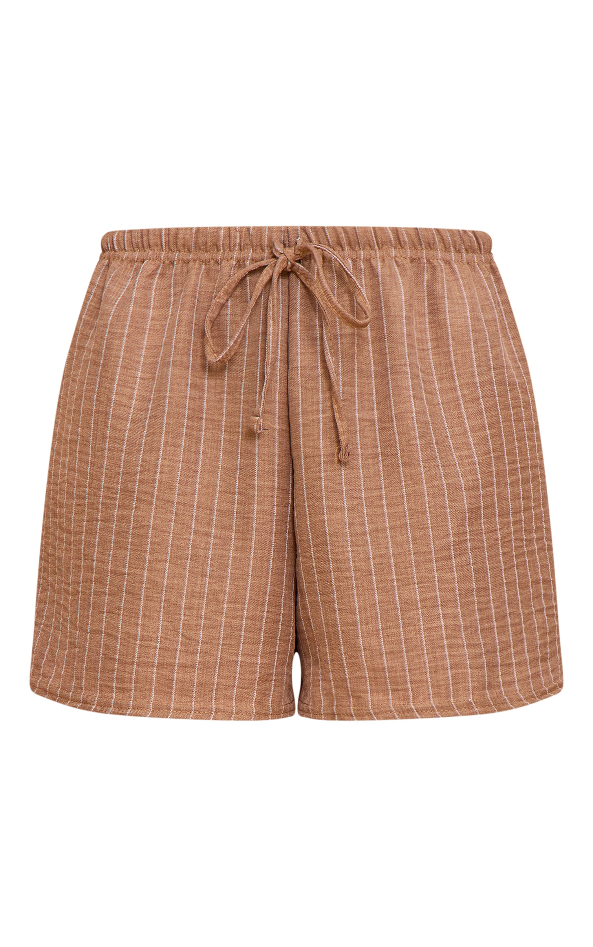 Natural Lightweight Woven Pinstripe Drawstring Shorts image 6