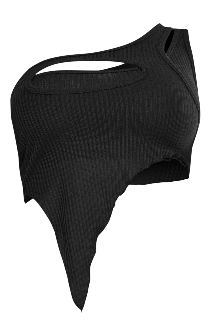Shape Black Sheer Rib One Shoulder Bardot Crop Top image 5