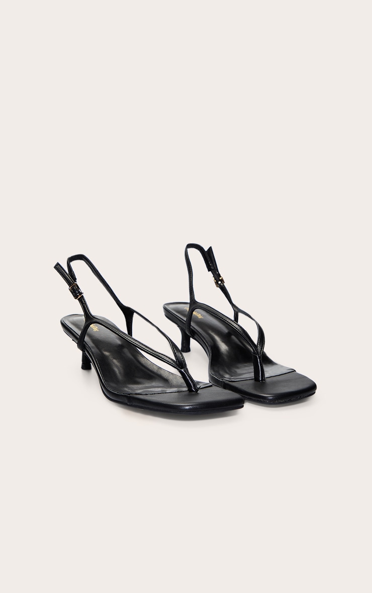 Black Toe Thong Kitten Heeled Sandal image 3