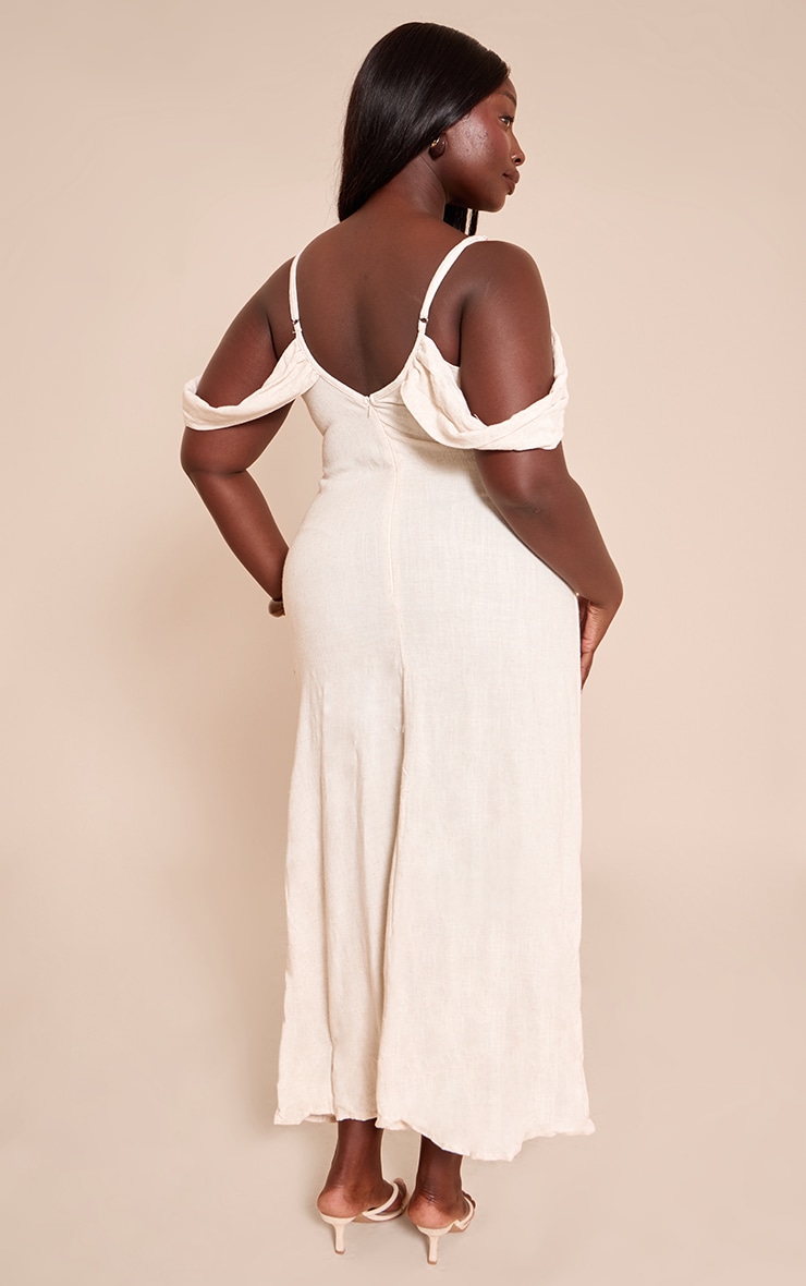 Plus Robe longue texturée non colorée à bretelles fines et détail drapé image 2