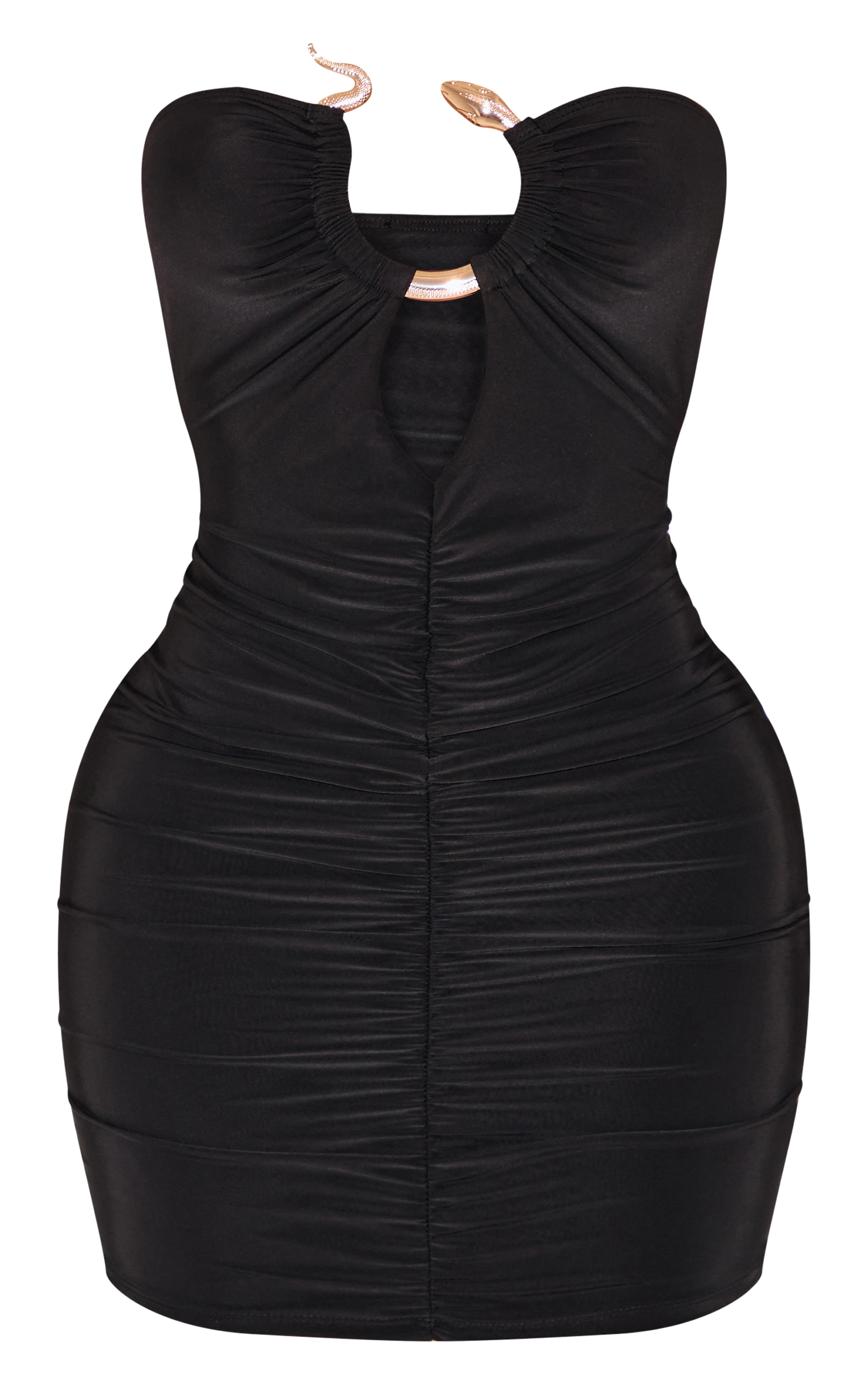 Shape Mini robe bustier noire froncée devant à empiècement serpent image 5