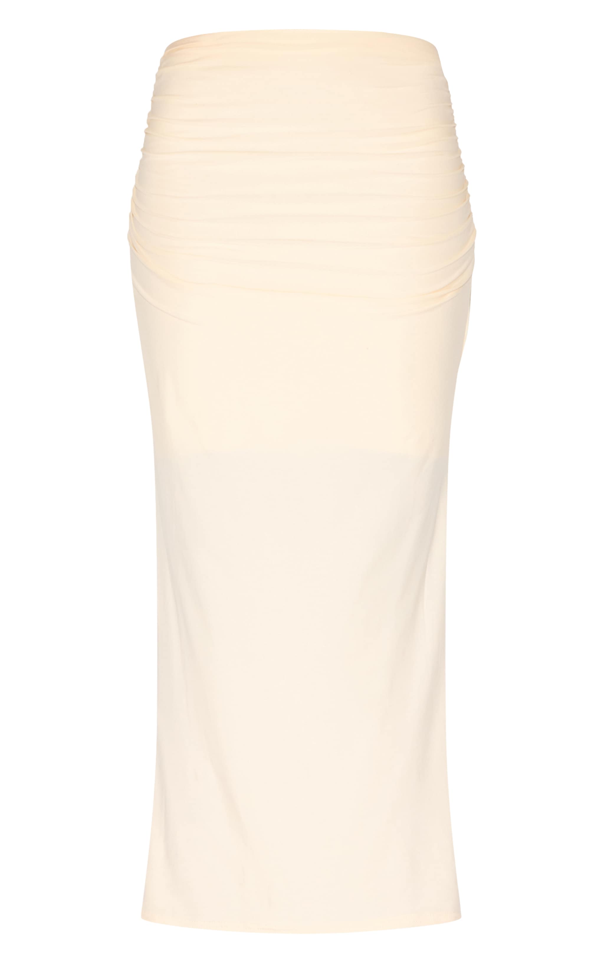 Butter Yellow Soft Touch Ruched Maxi Skirt image 5