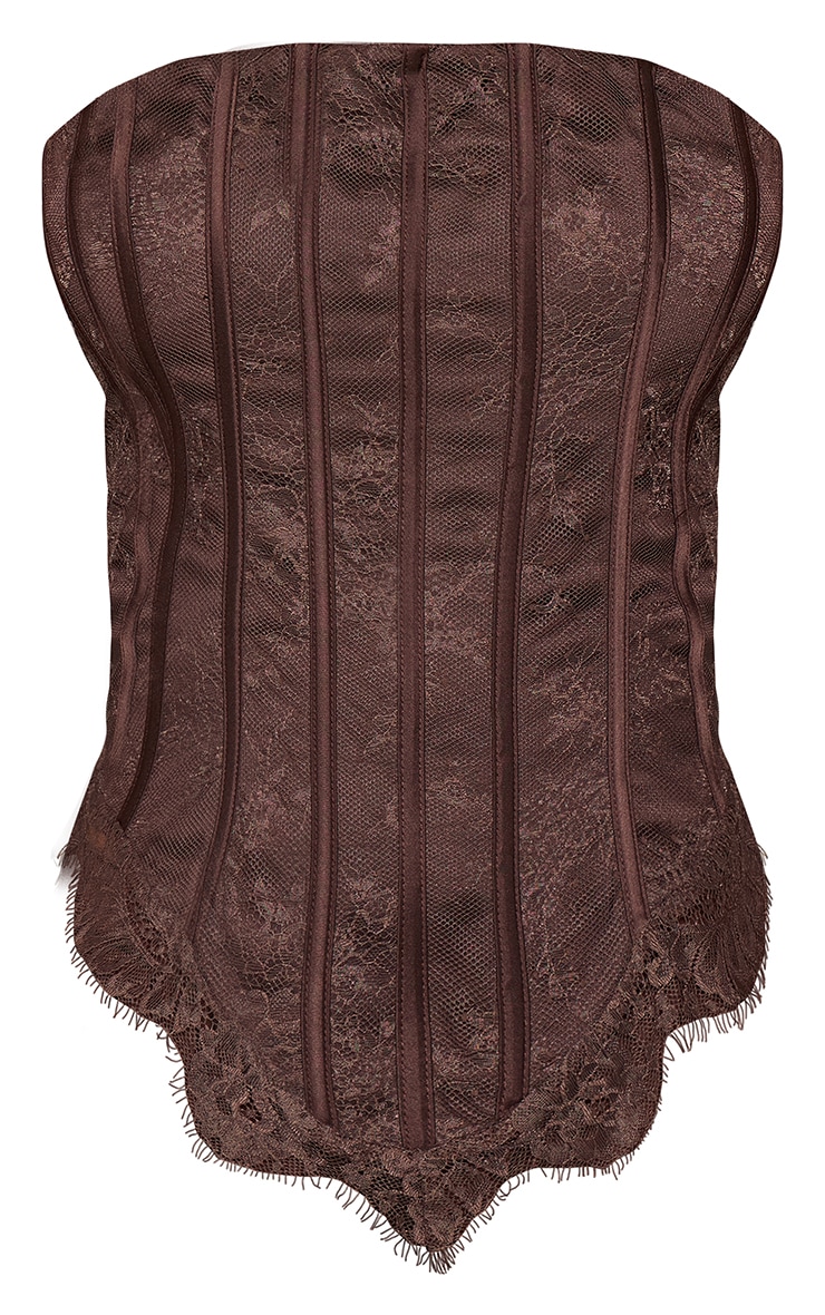 Chocolate Binding Detail Lace Corset image 5