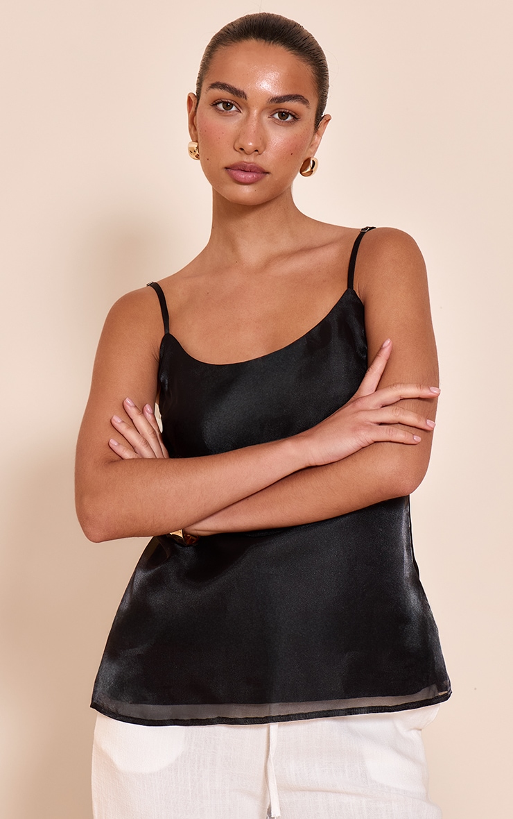 Black Chiffon Strappy Cami Top image 1
