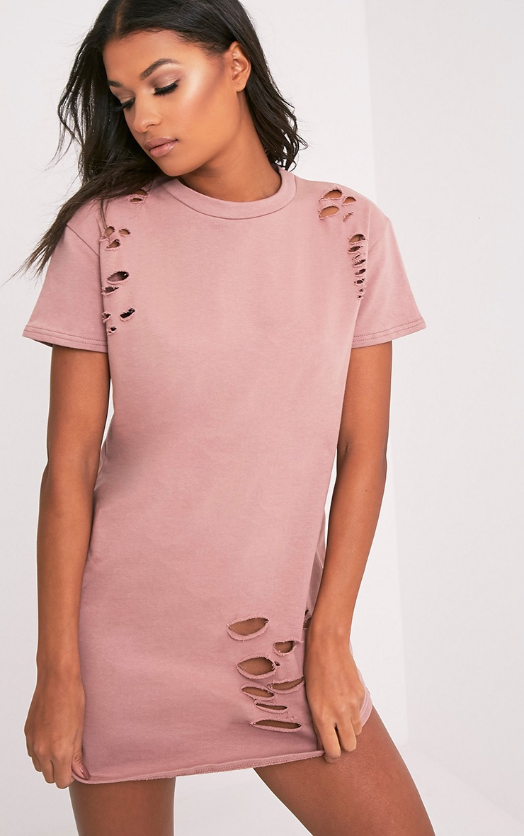 mauve t shirt dress