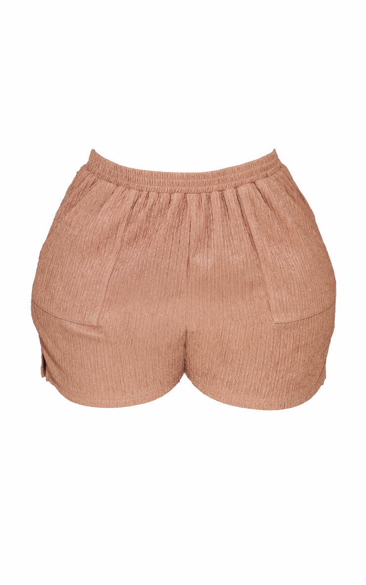 Plus Mocha Crinkle Textured Floaty Beach Shorts image 6