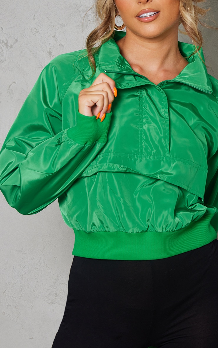 Green Cropped Elasticated Hem Shell Jacket image 4