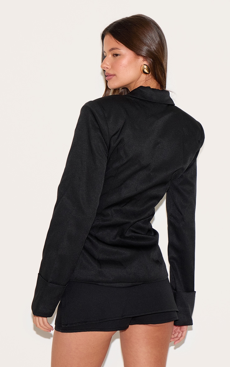 Black Fabric Tie Side Blazer image 2