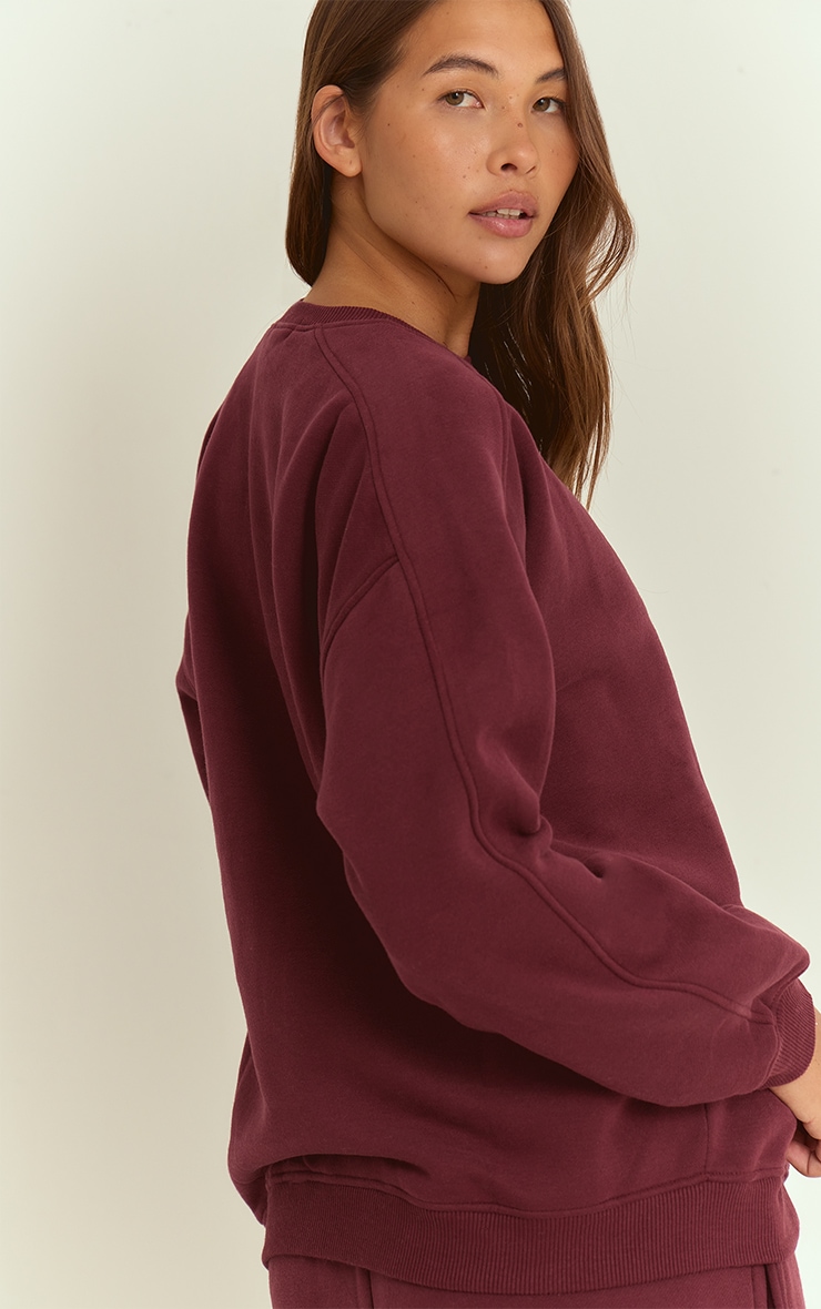 Wine PLT Embossed Crew Neck Sweatshirt image 2