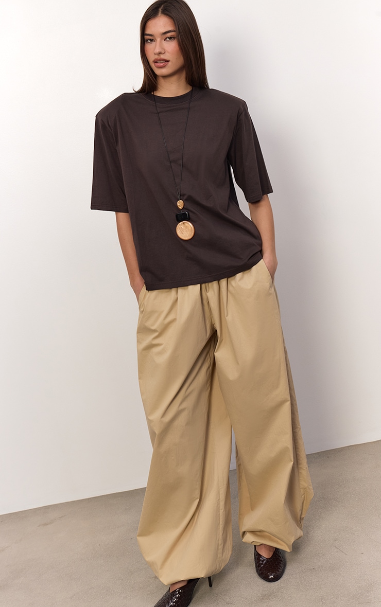 Chocolate Shoulder Detail Boxy T-Shirt  image 4