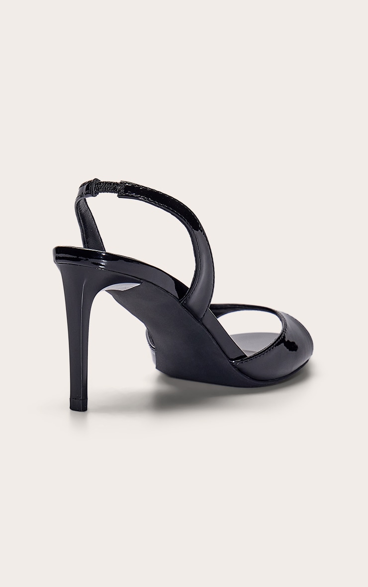 Black Patent Round Toe Barely There Heeled Sandals image 4