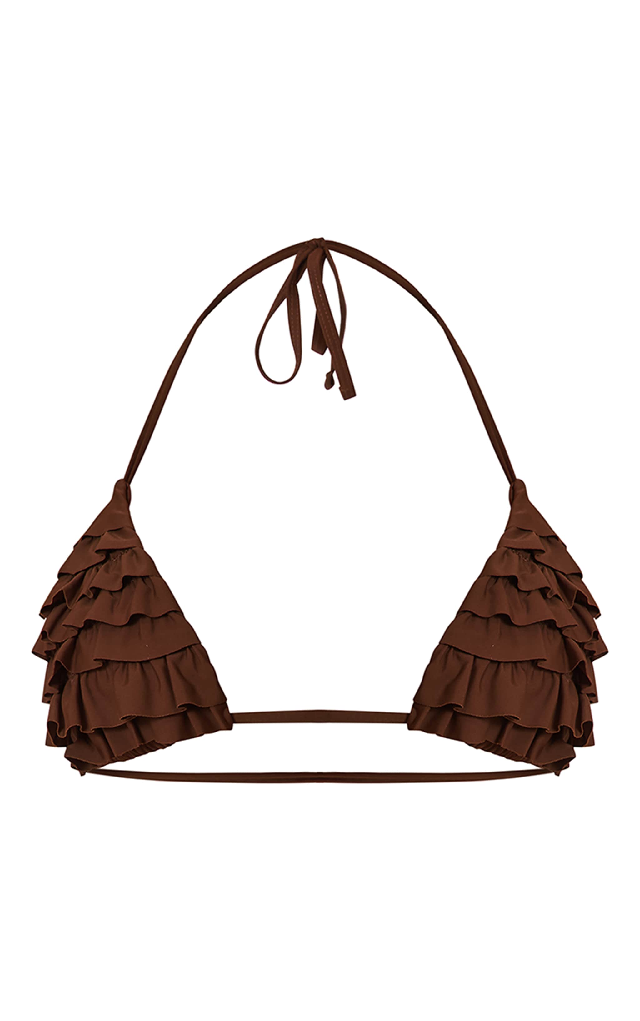 Chocolate Ruffle Triangle Bikini Top image 5