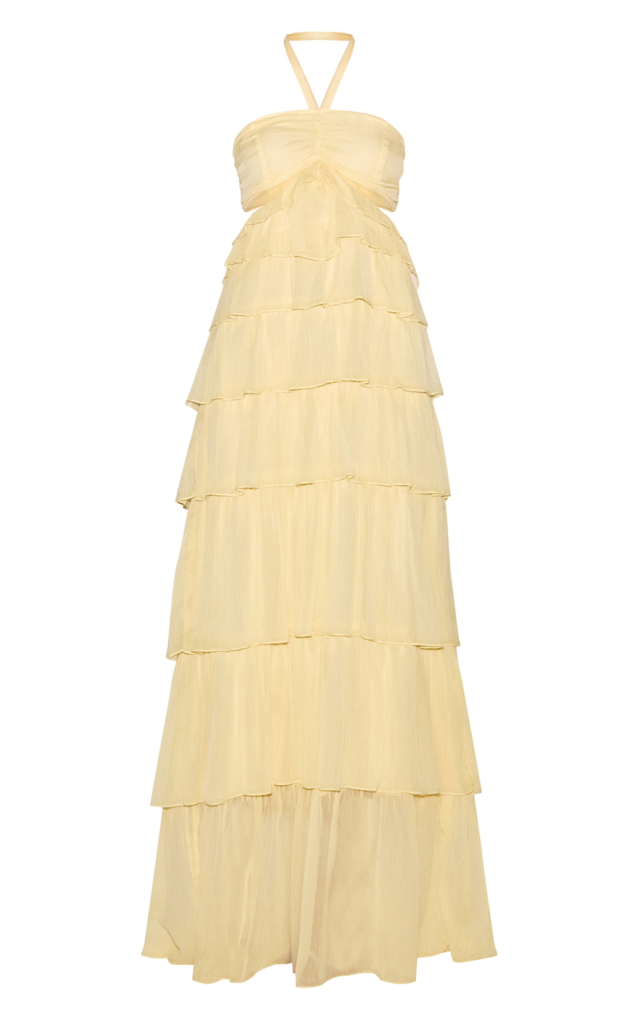 Lemon Ruched Bust Frill Tiered Maxi Dress image 5