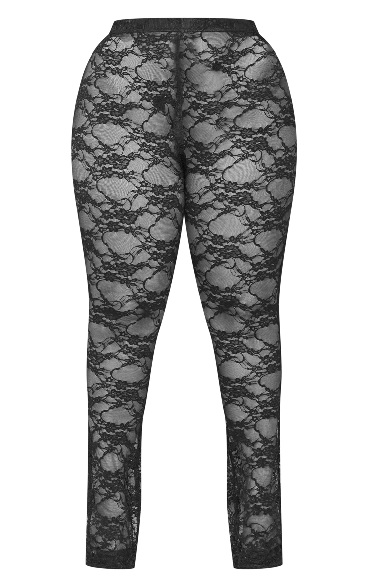  Plus Black Sheer Lace Flared Trouser image 5
