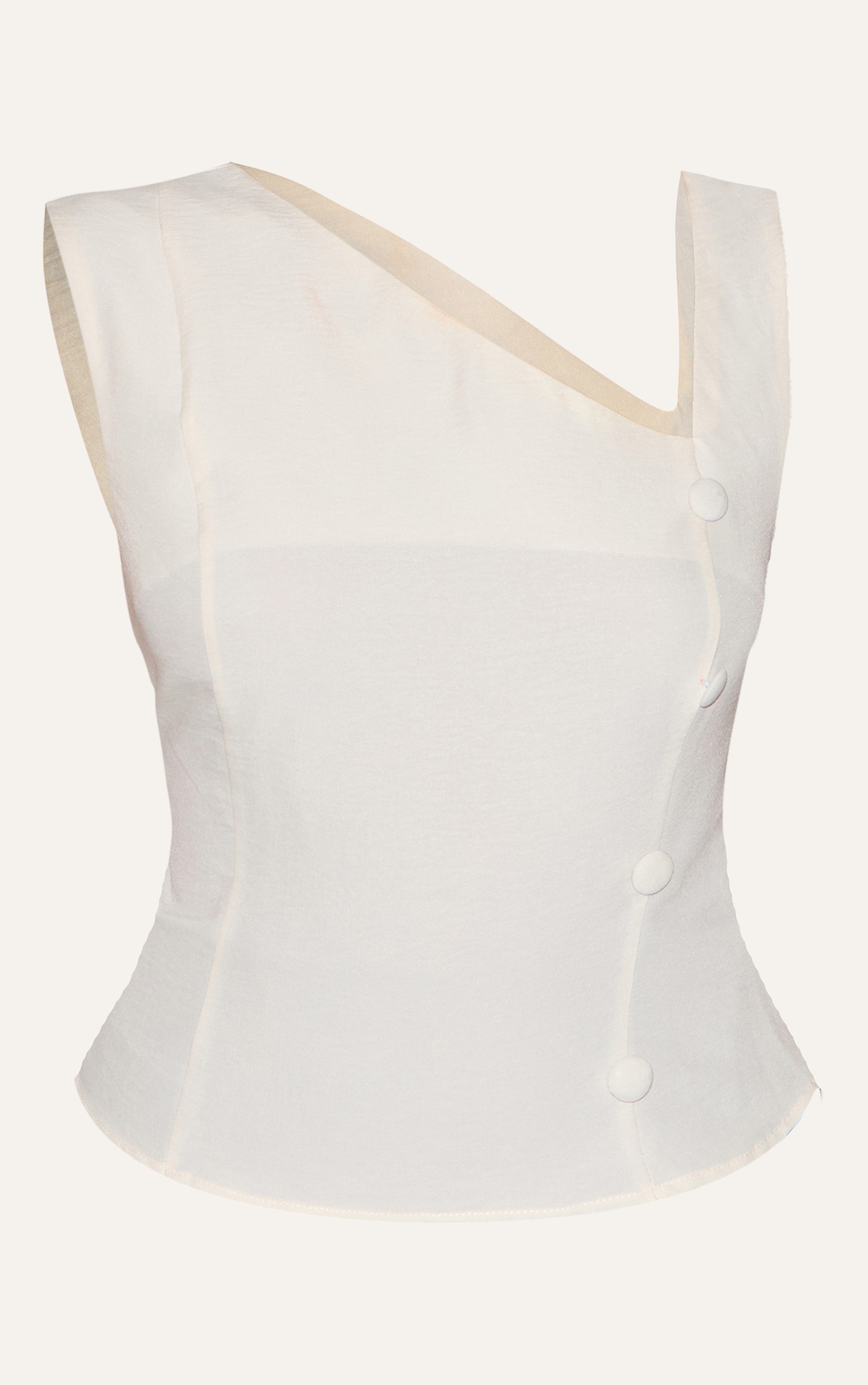 Gilet ajusté crème à détail asymétrique image 5