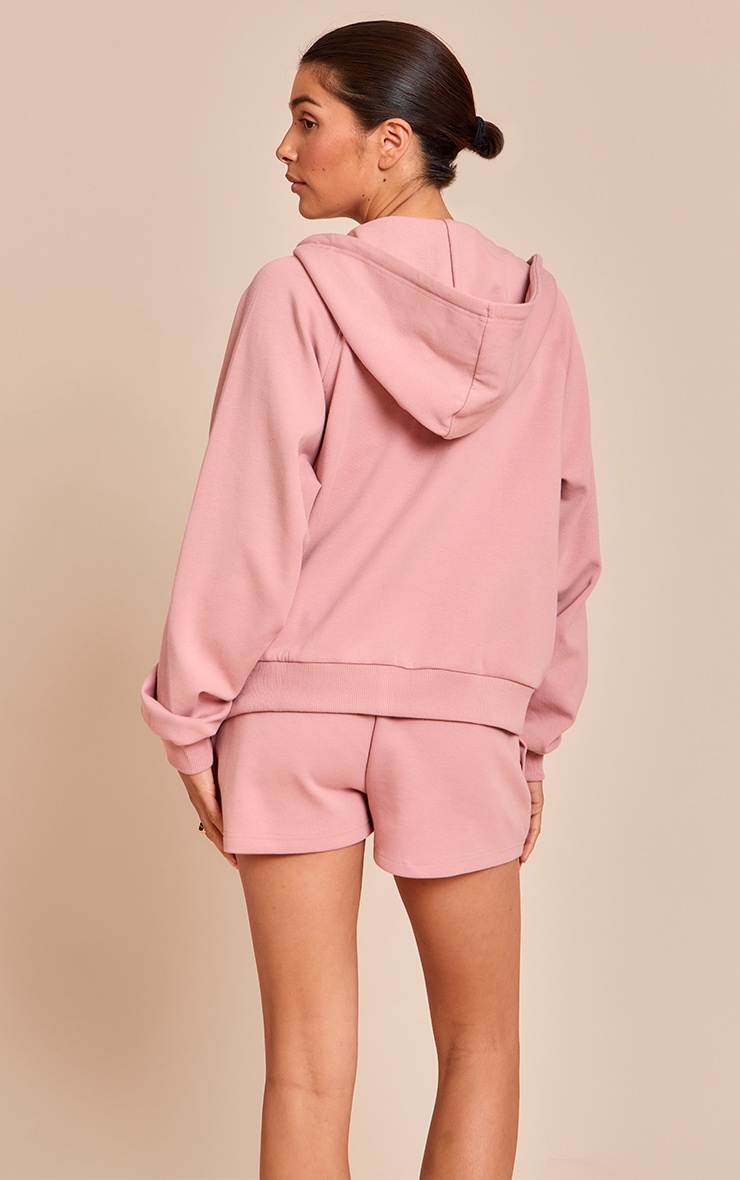 Petite Baby Pink Zip Up Hooded Sweatshirt image 2