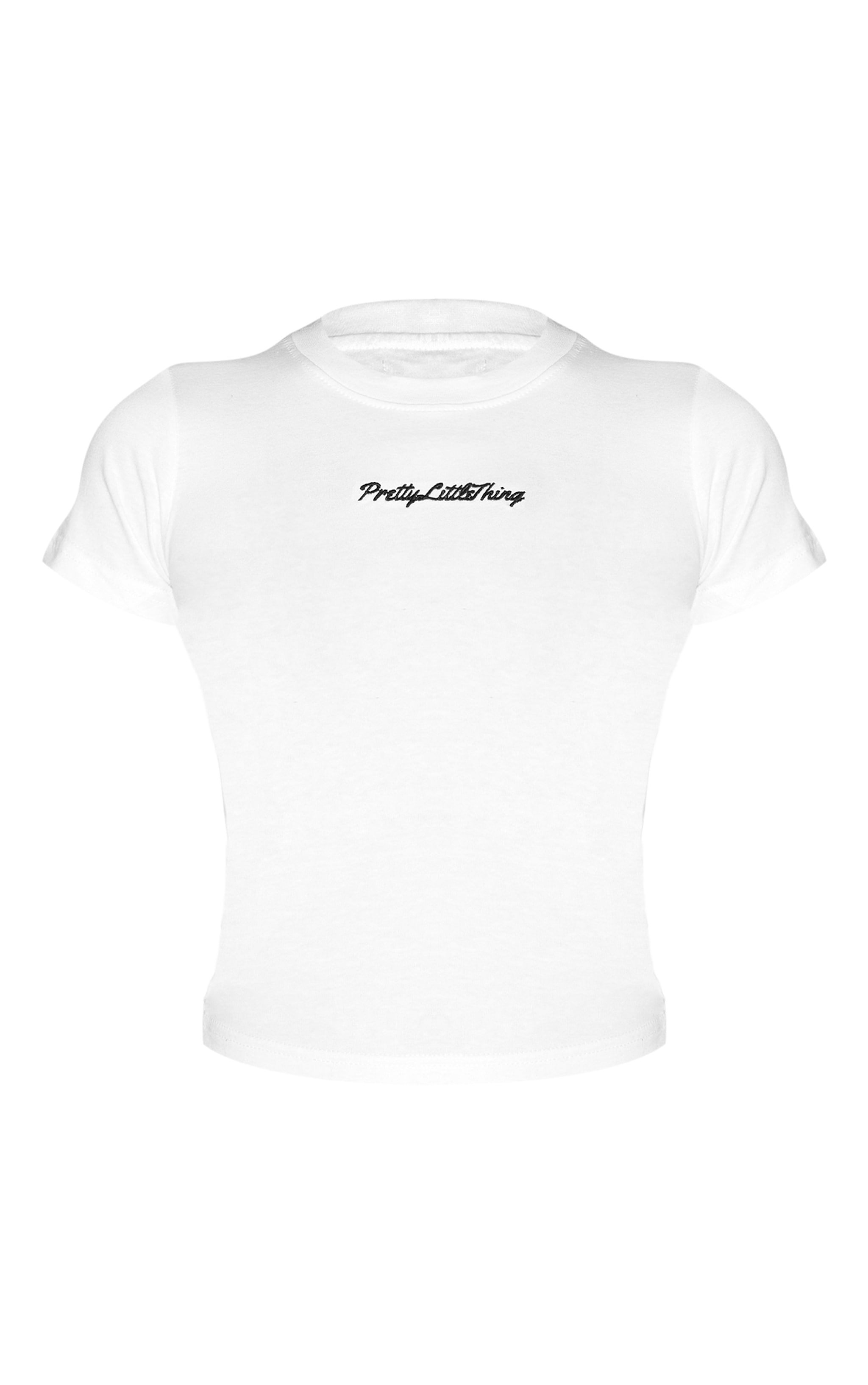 PRETTYLITTLETHING T-shirt ajusté blanc brodé PLT image 5