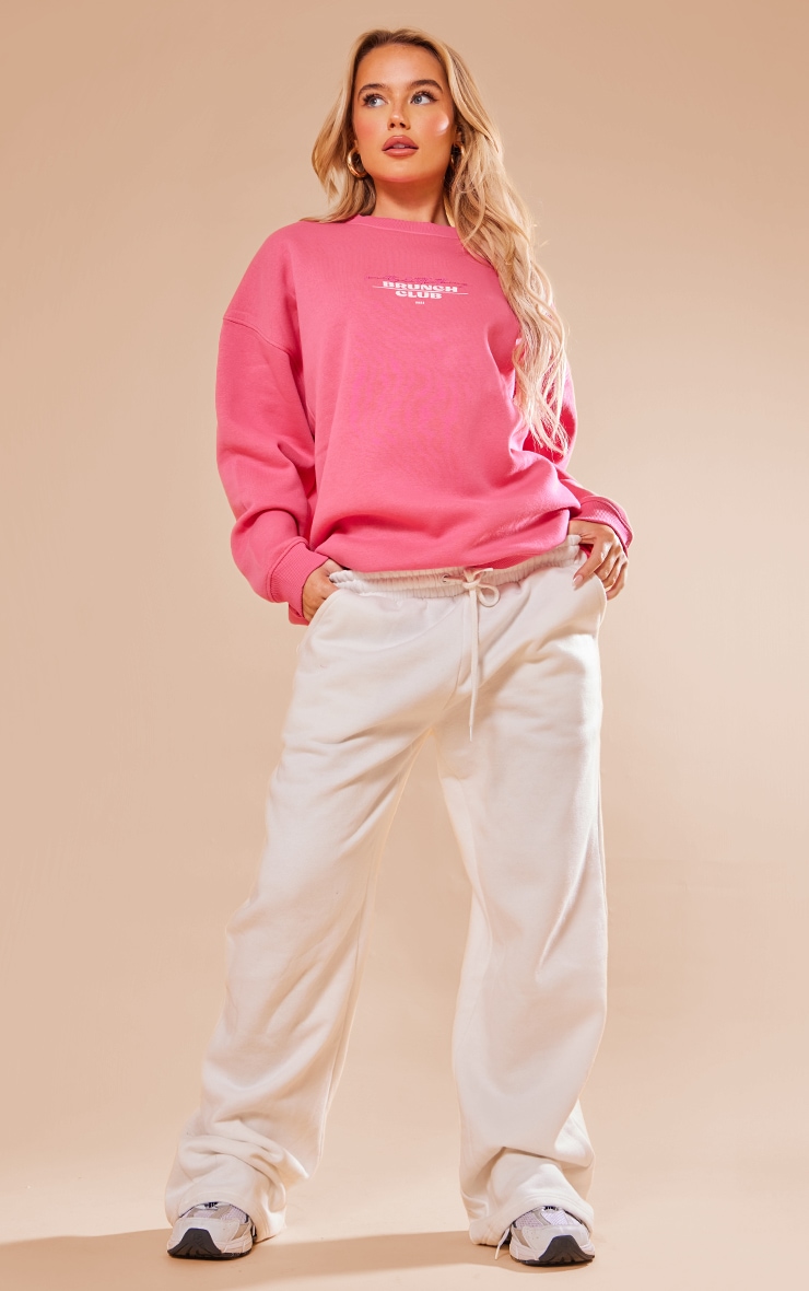 Pink Brunch Club Print Oversized Sweatshirt image 3