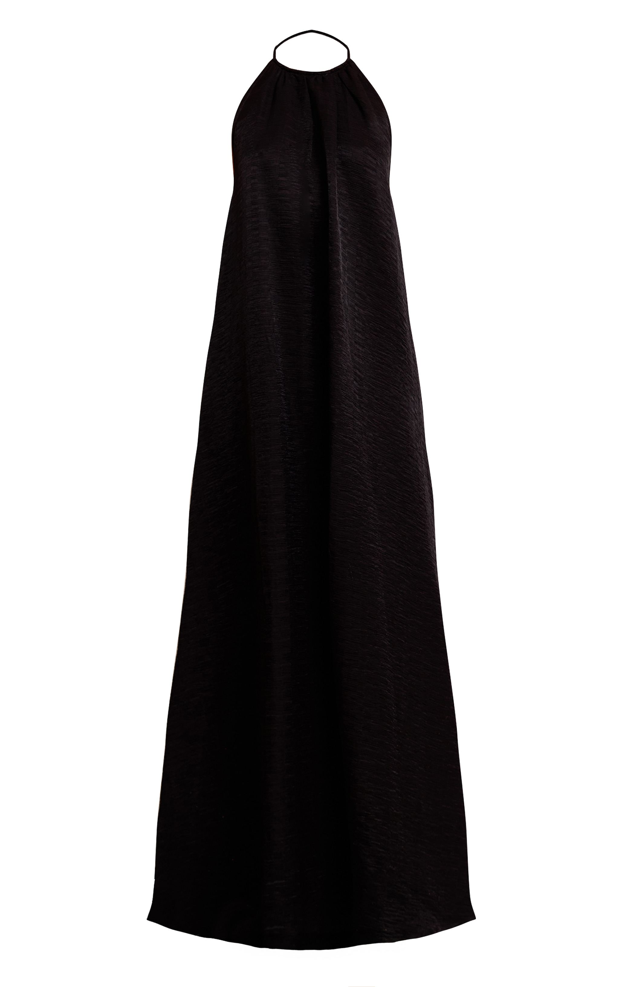 Black Crinkle Textured Bead Detail Halter Maxi Dress image 5