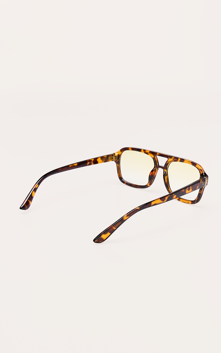Brown Tortoiseshell Frame Yellow Lens Aviator Sunglasses image 4