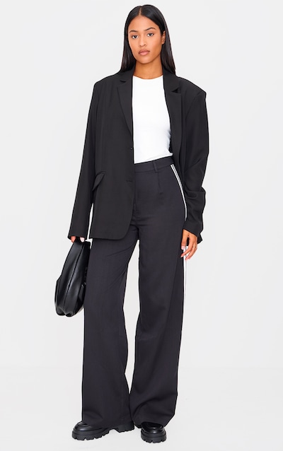 Tall Black Side Stripe Tailored Wide Leg Pants