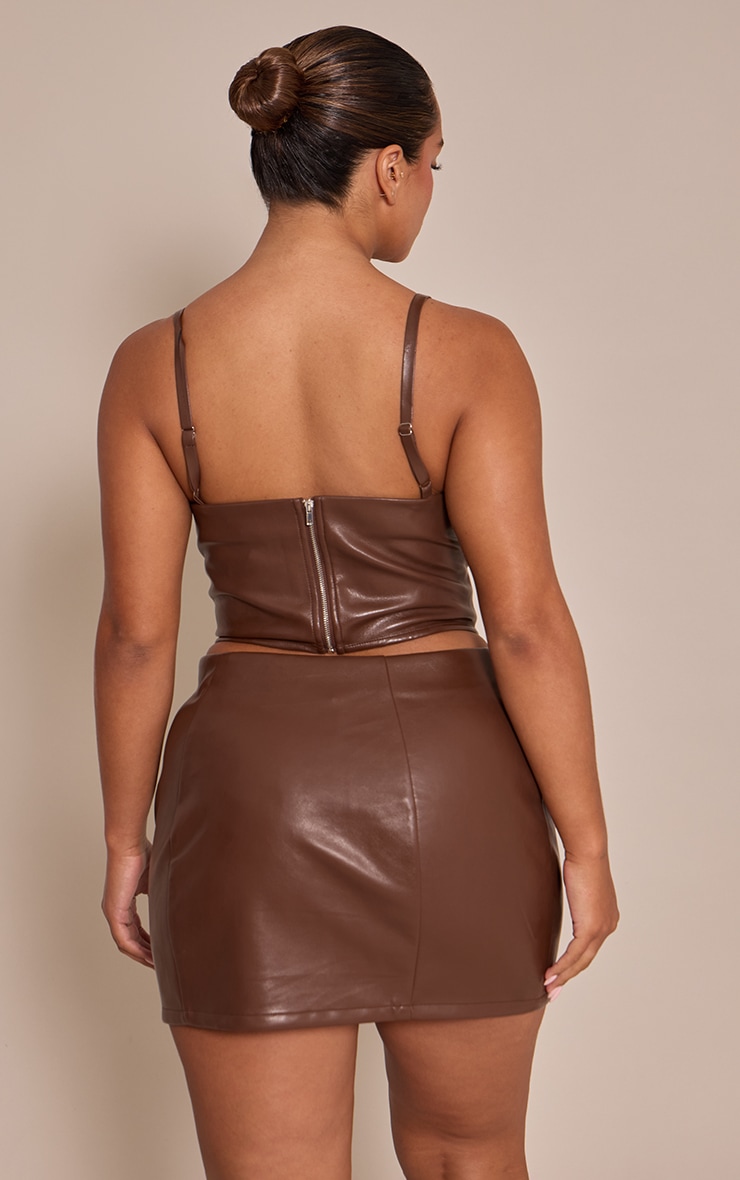 Shape Chocolate Faux Leather Corset image 2