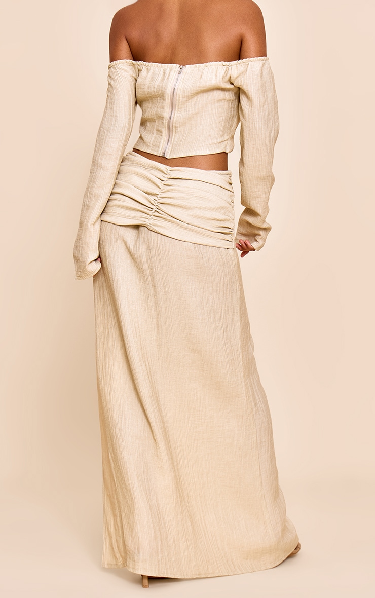 Petite Sand Trim Detail Split Maxi Skirt image 3