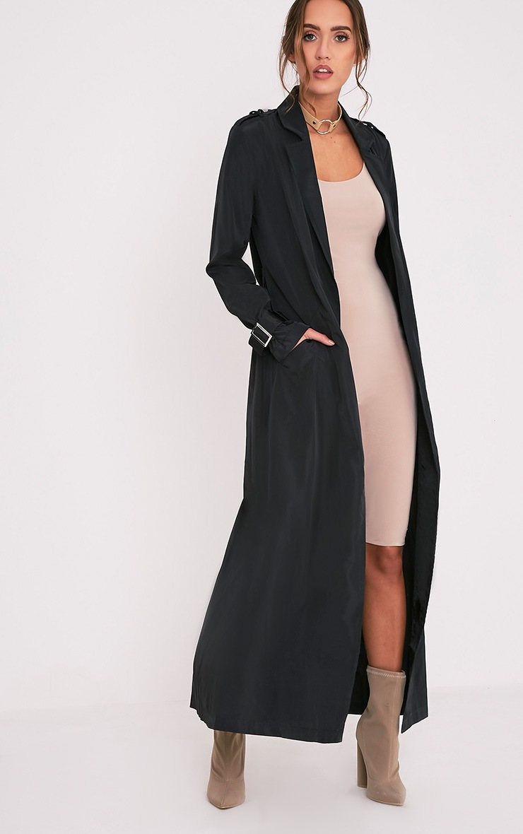 Hebe Black Lightweight Duster Mac Coats & Jackets