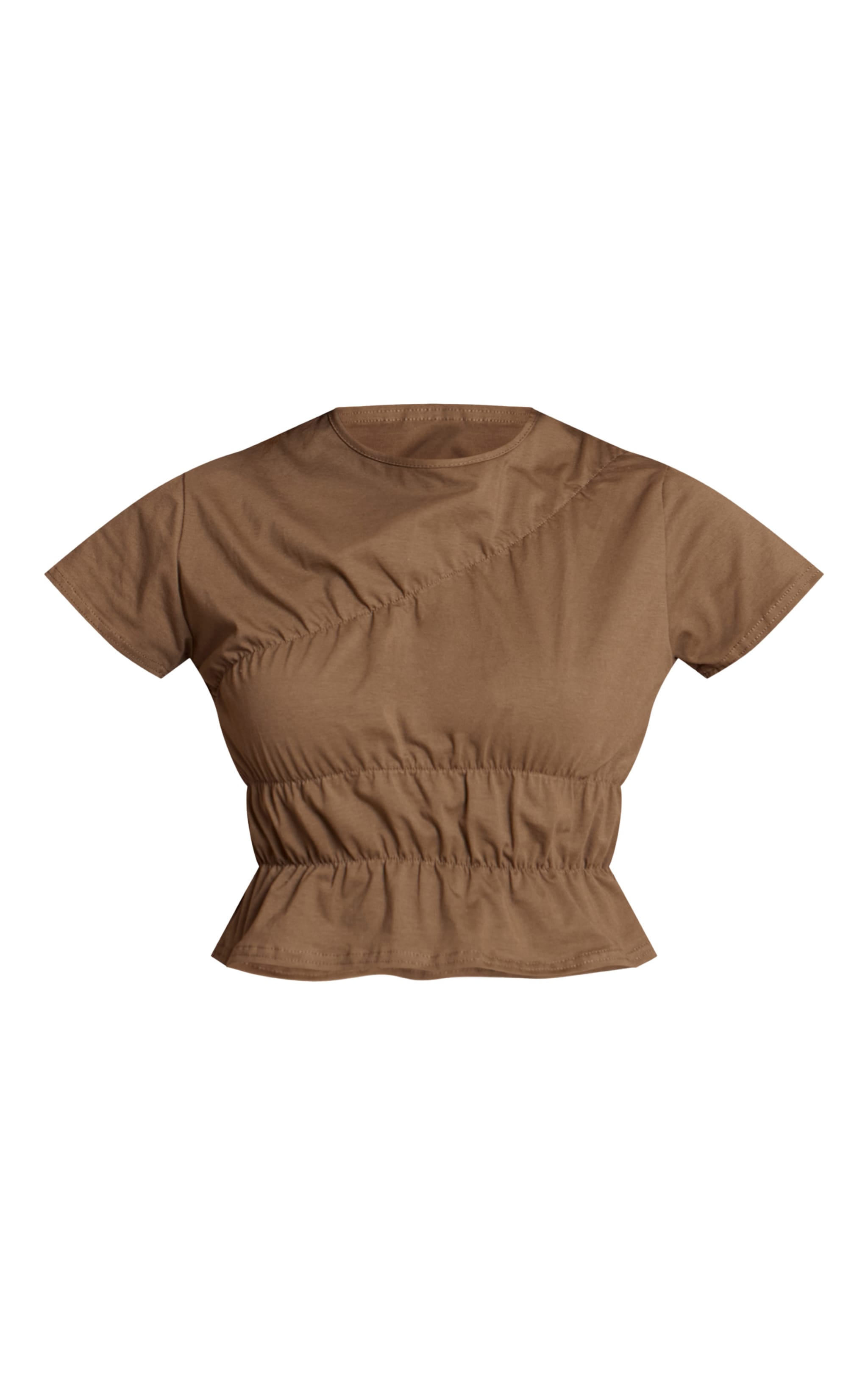Dark Olive Cotton Ruched Detail Top image 5