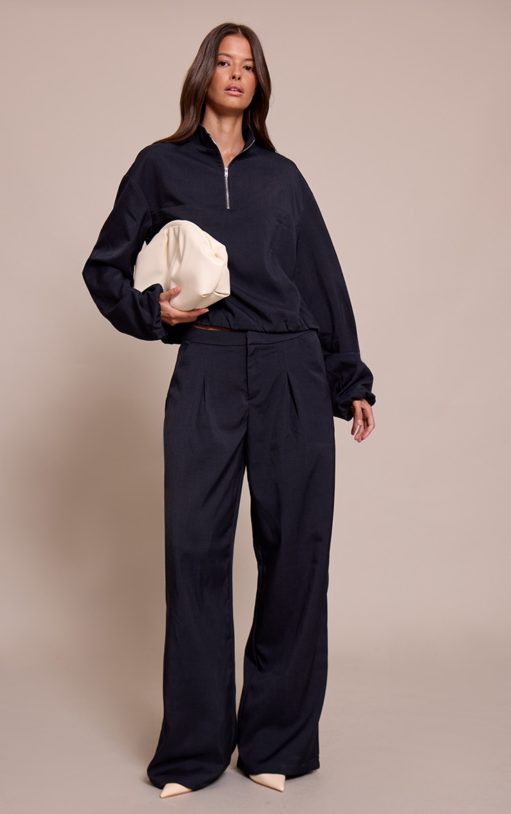Navy Quarter Zip Tailored Jacket image 3