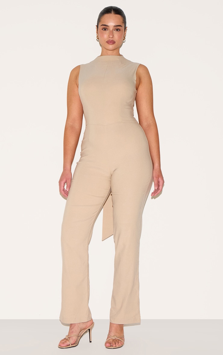 Shape Combinaison de tailleur large tissée stretch gris pierre à col montant image 2