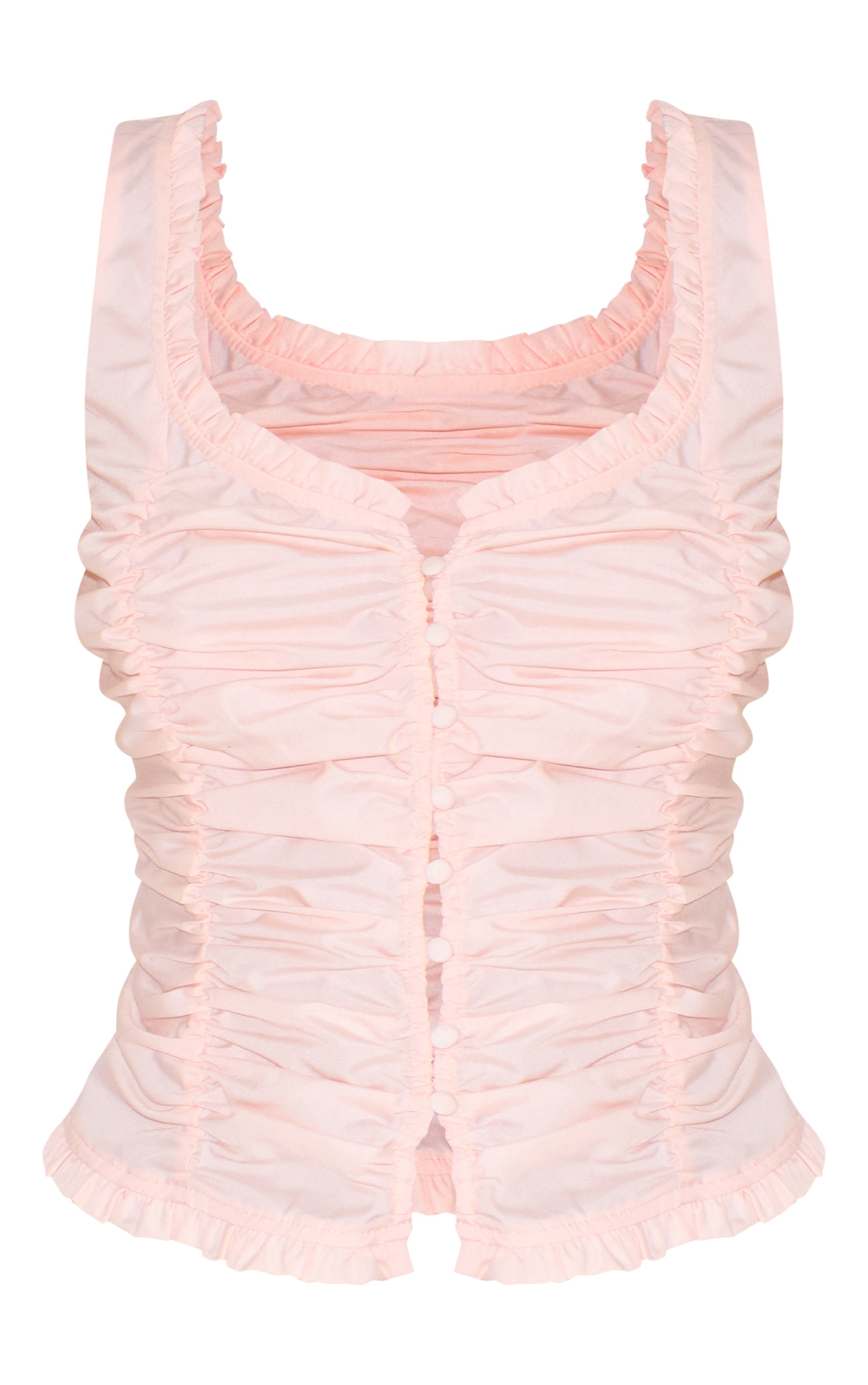 Top ajusté en coton rose cendré froncé devant image 5